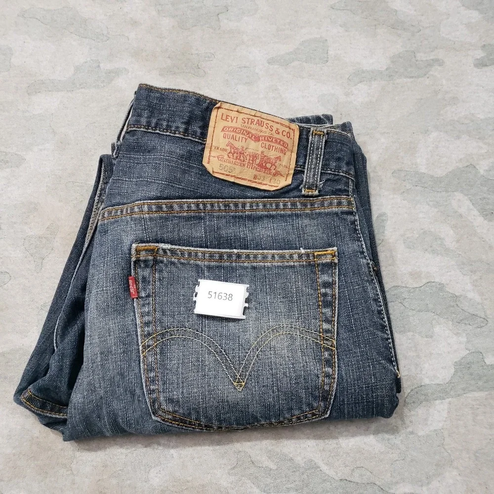Vintage Levi's 505 Jeans Mens 33x30 Blue Denim Dark Wash Y2k Straight Leg